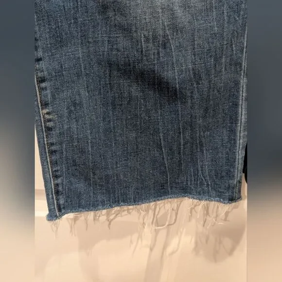 Banana Republic High-Rise Petite Wide Leg Crop Frayed Hem Denim Jeans Minimalist - Picture 4 of 9